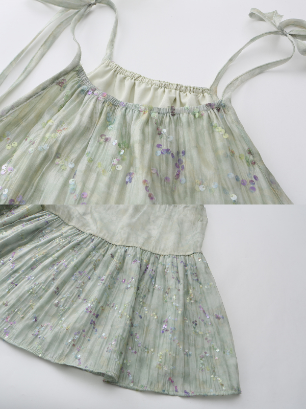 Pastel Green Floral Two-Piece Set – Sheer Cardigan & Tiered Dress