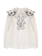 Embroidered Vintage Collar Cotton Blouse