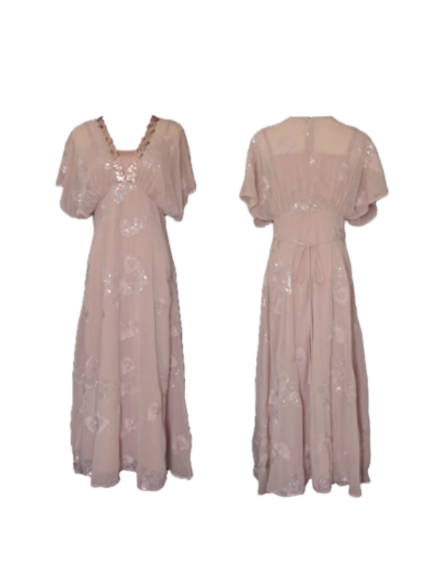 Blush Petal Sequin Vintage Fairy Dress
