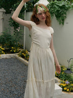 Floral Embossed Drawstring Dress