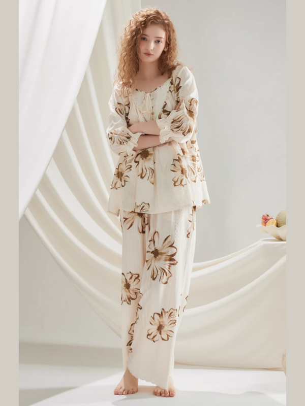 Vintage Floral Cotton Pajama Set