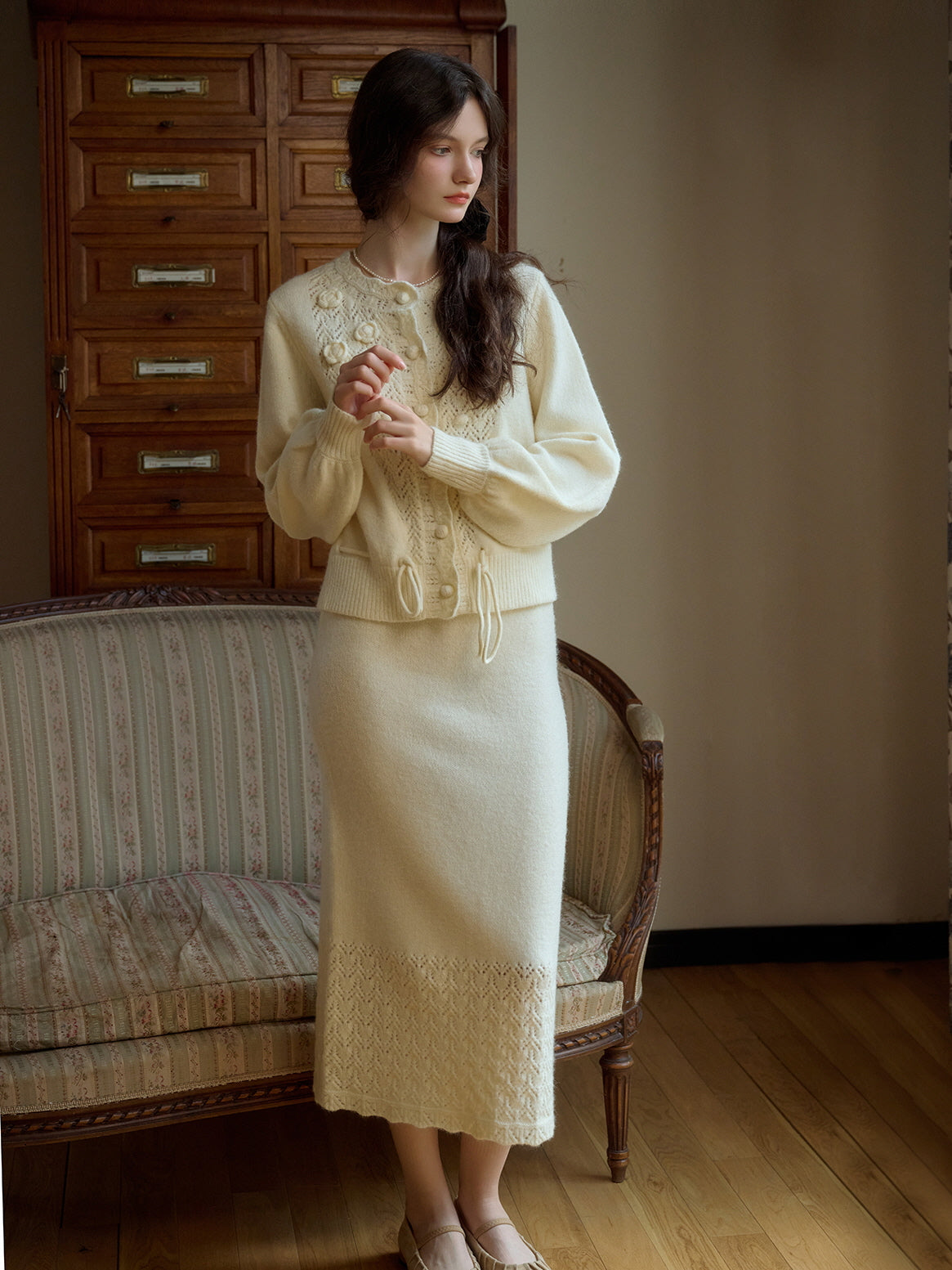 Rosette Bloom Knit Cardigan