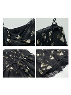 Midnight Bloom Lace Trim Floral Dress