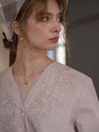 Scallop Embroidery Vintage Blouse