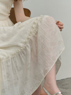 Floral Embossed Drawstring Dress