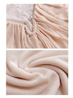 Pearl Button Cape Pleated Slim Dress