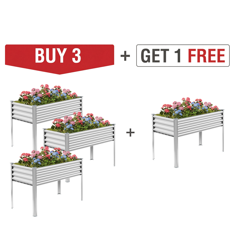 4-Pack 4x2x2.7ft Galvanized Raised Garden Bed with Legs — view 2