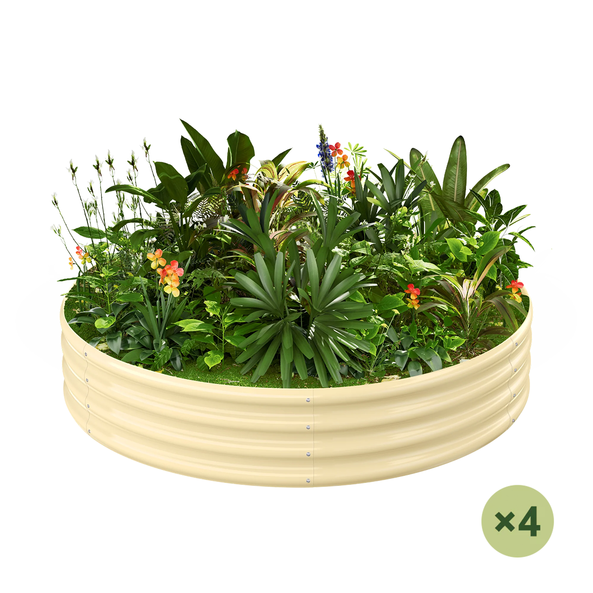 set of 4 — 12-inch tall round galvanized metal raised garden bed, 4 feet in diameter — view 5