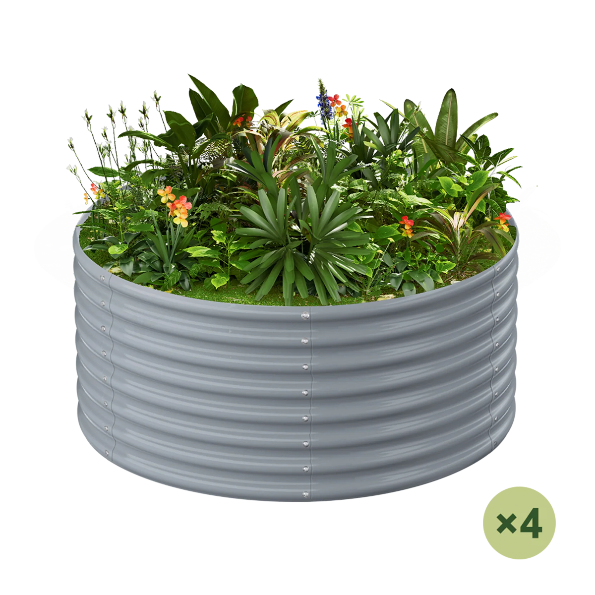 set of 4 — 24-inch tall round galvanized metal raised garden bed, 2 feet in diameter — view 4