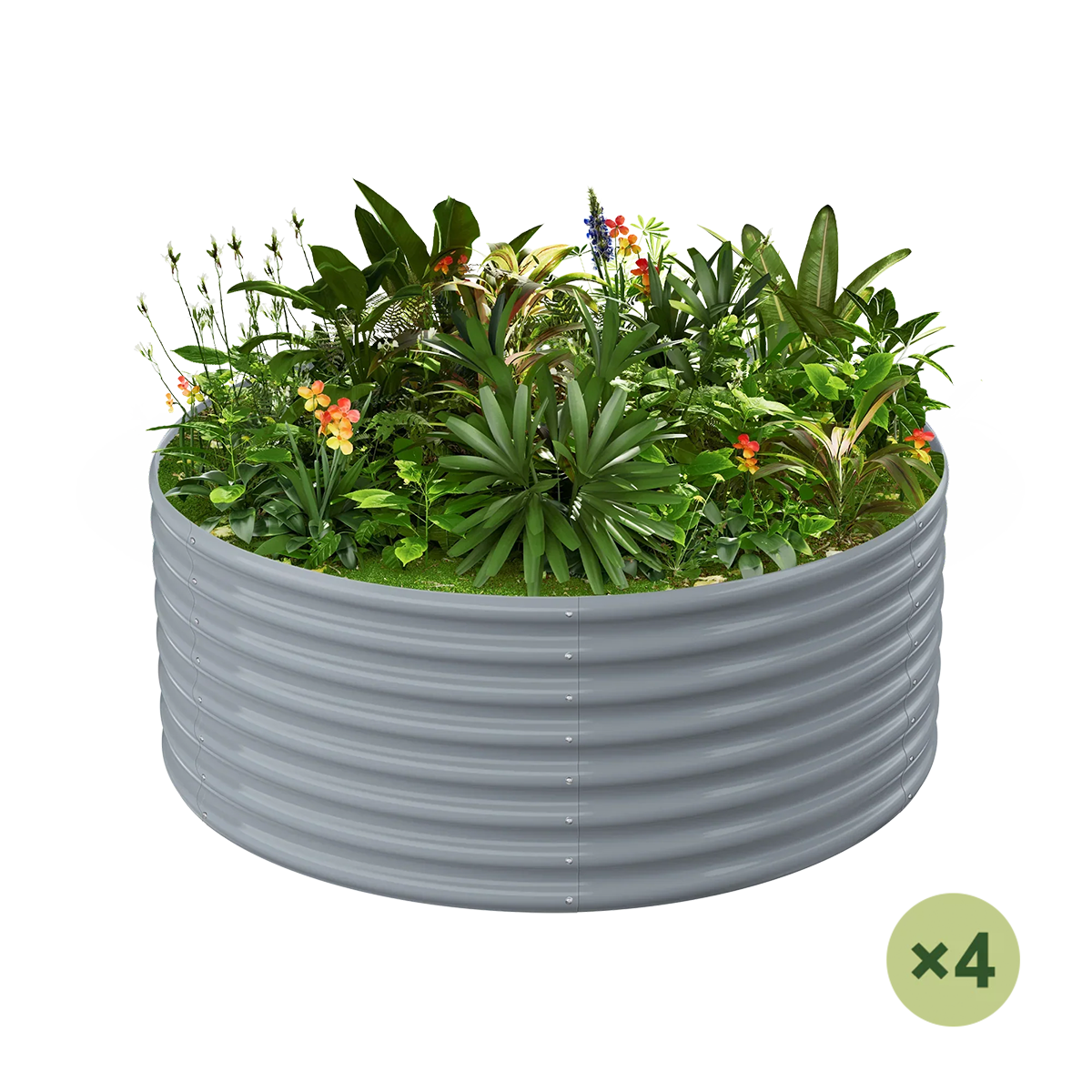 set of 4 — 24-inch tall round galvanized metal raised garden bed, 4 feet in diameter — view 4