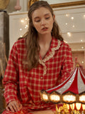 Cherrywood Check Lace Pajama Set