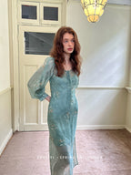 Ethereal Spring Meadow Sheer Sleeve Dress