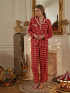 Cherrywood Check Lace Pajama Set