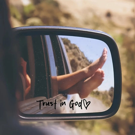 2pcs Trust in God Car Rearview Mirror Sticker, Car Rearview Mirror Decal, Inspirational Vinyl Sticker, Ideal Christian Gift