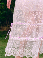 Floral Embroidered Corset & Sheer Skirt