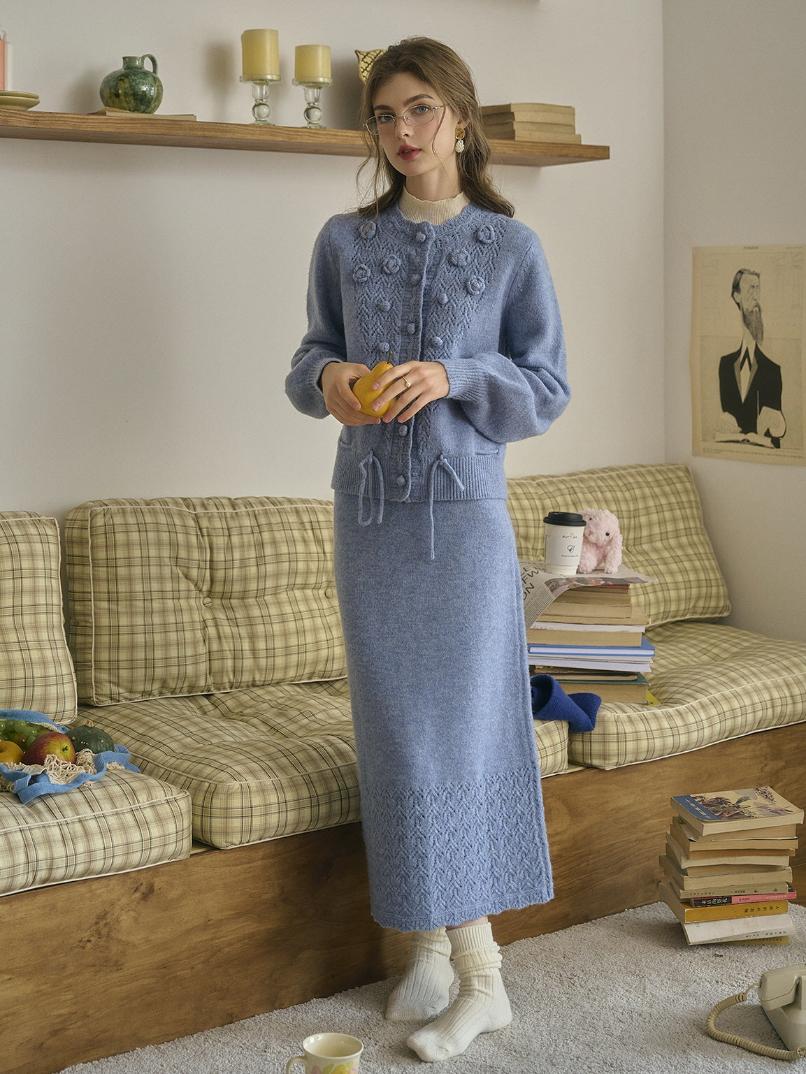 Cottage Lace Hem Knit Skirt