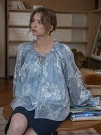 Vintage Embroidered Sheer Blouse