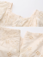 Ivory Garden Floral Embroidery Dress