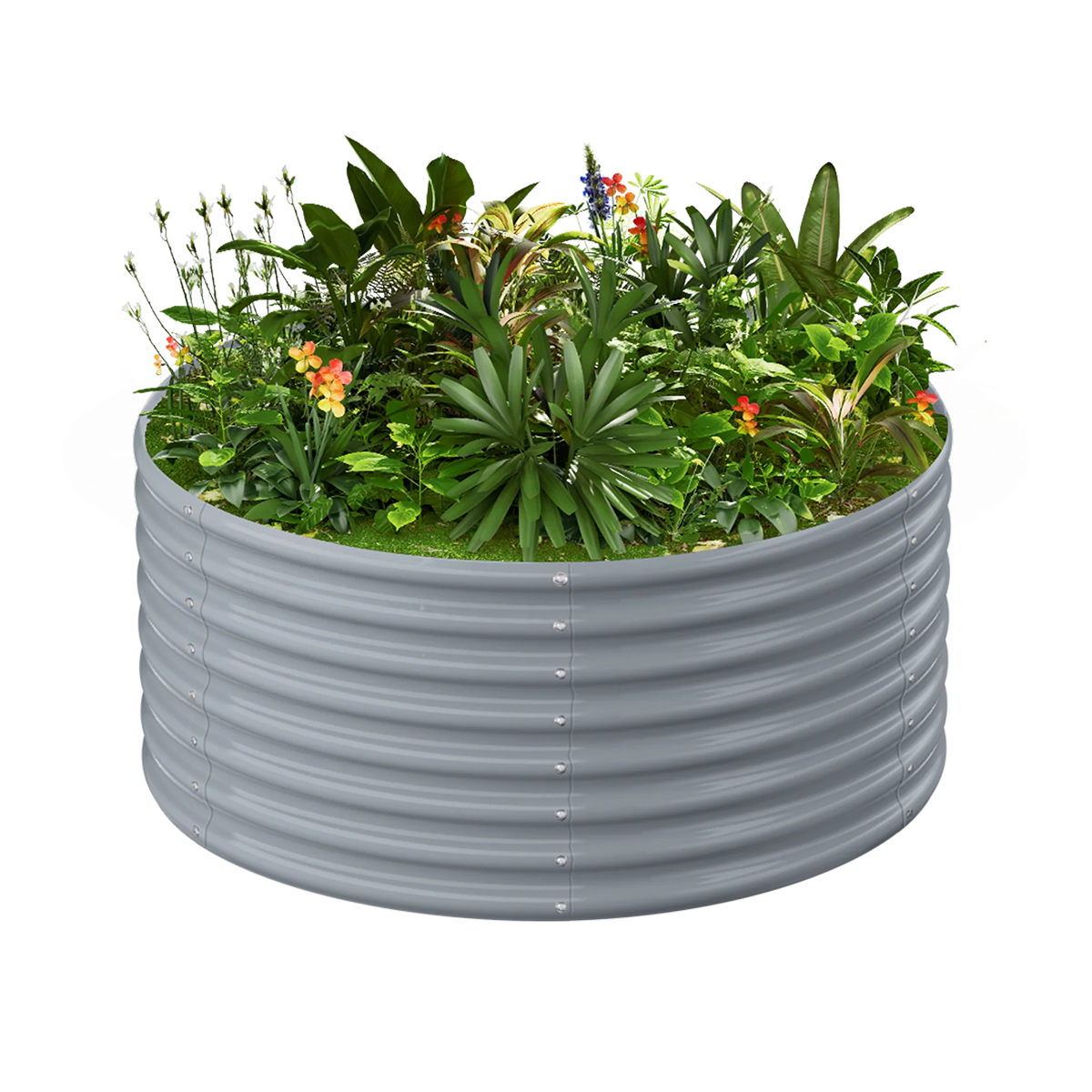 24-inch tall round galvanized metal raised garden bed, 2 feet in diameter — view 4