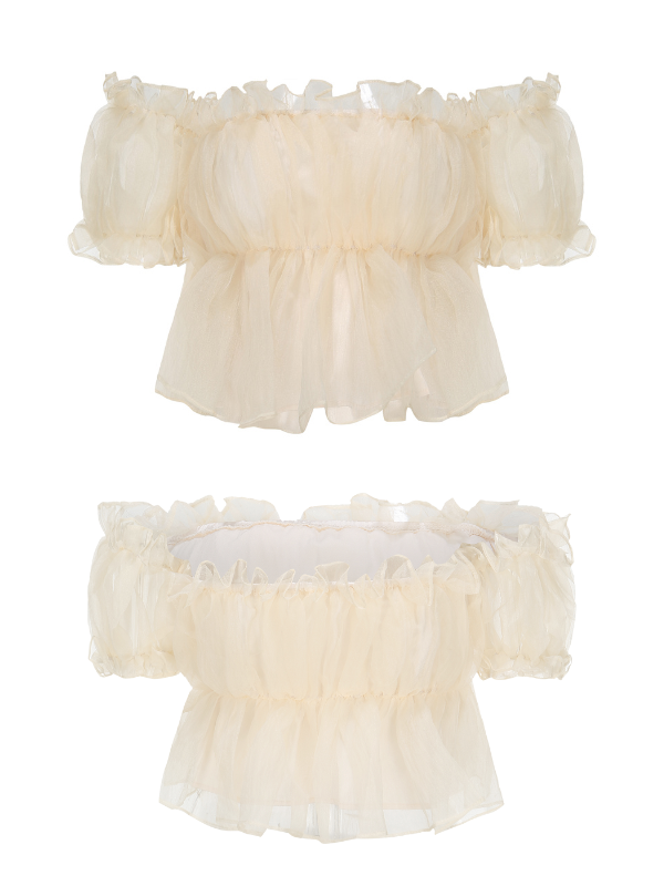 Whipped Cream Ruffle Sheer Top
