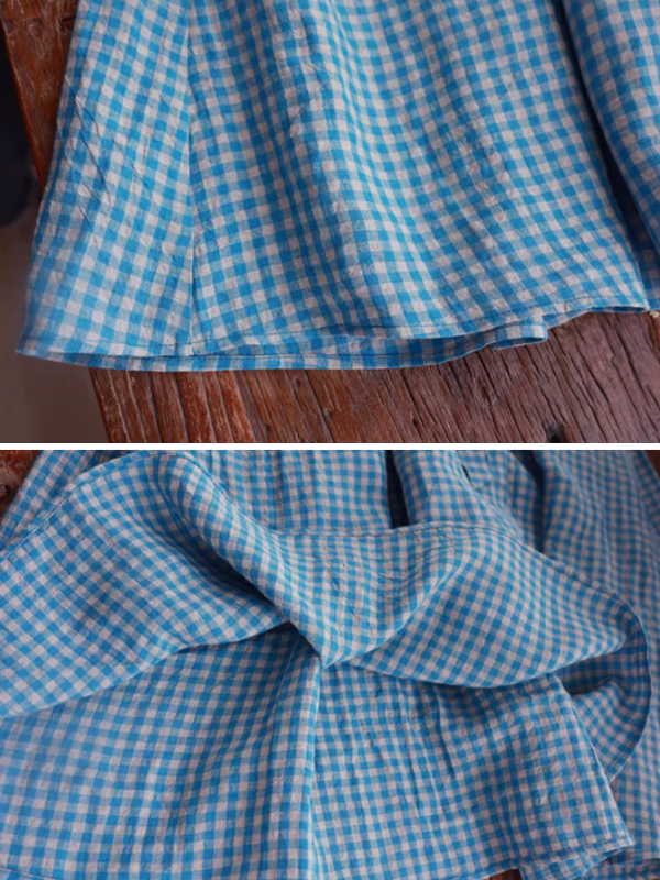 Spring Breeze Blue Checkered Dress