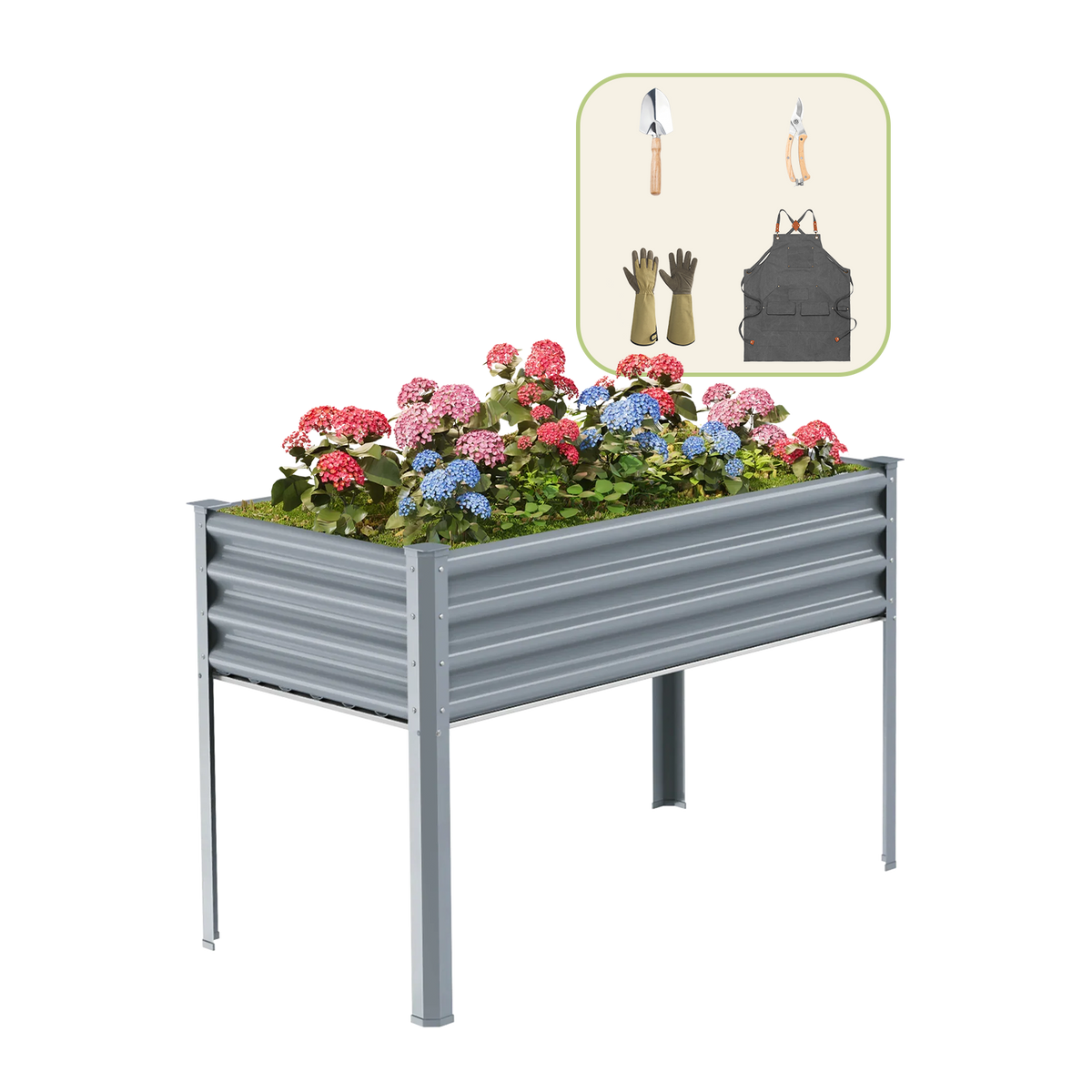 4x2x2.7ft Galvanized Raised Garden Bed with Legs+Gardening Gift Pack — view 4