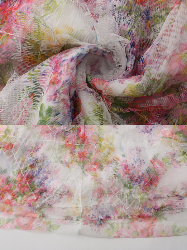 Blossom Whispers Ruffle Floral Puff Sleeve Dress