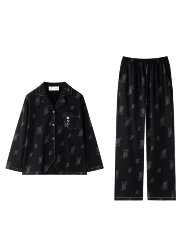 Black Rose Vintage Pajama Set