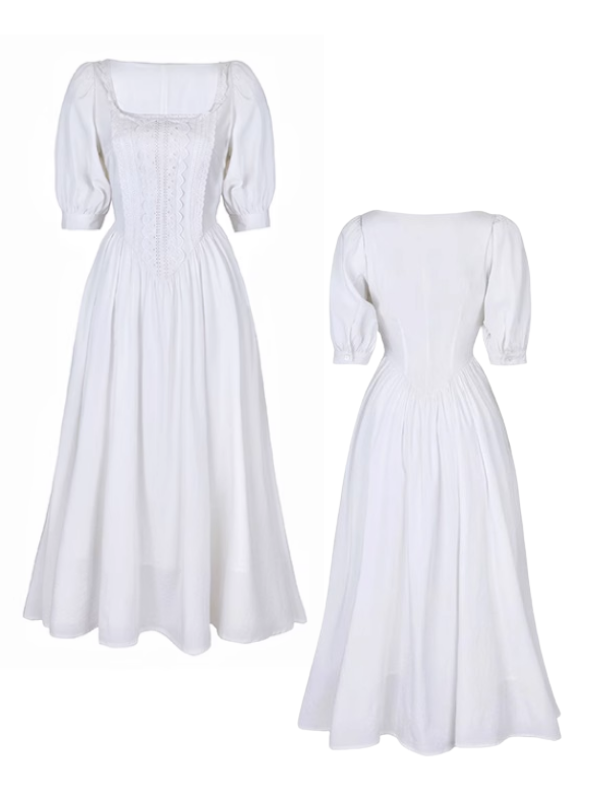 Vintage Lace Elegance White Dress