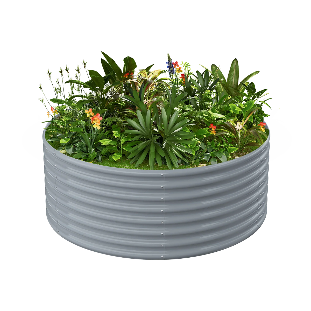 24-inch tall round galvanized metal raised garden bed, 4 feet in diameter — view 4