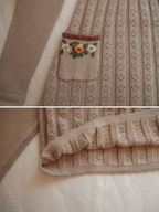 Warm Beige Elegance Floral Knit Dress