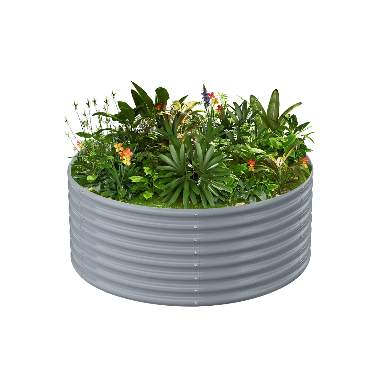 24-inch tall round galvanized metal raised garden bed, 3 feet in diameter — view 4