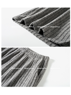 Gray Lace Trim Ribbed Pajama Set