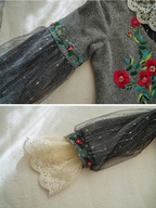 Embroidered Floral Lace Vintage Dress