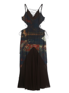 Vintage Glam Bronze Print Dress