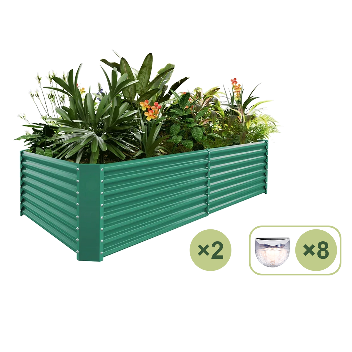 set of 2 — 24-inch tall rectangular galvanized metal raised garden bed, 8 by 4 feet — view 2