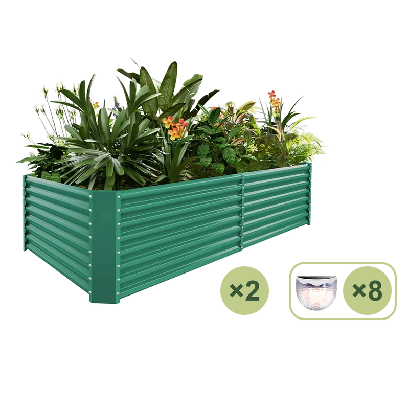 set of 2 — 24-inch tall rectangular galvanized metal raised garden bed, 8 by 4 feet — view 2