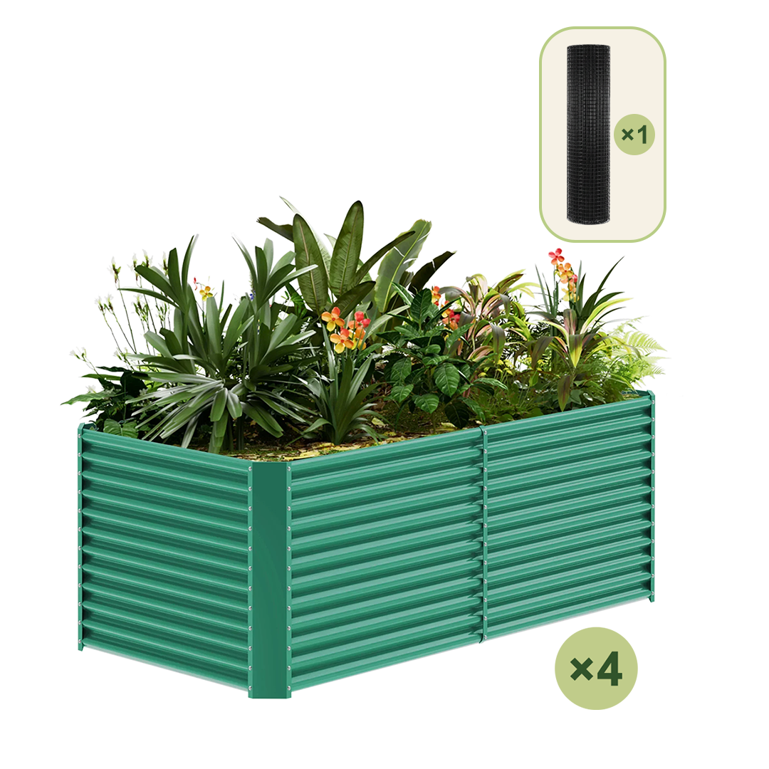 4-Pack 36" Tall Rectangular 8x4x3ft Galvanized Raised Garden Bed+1/2 inch Galvanized Hardware Cloth — view 2
