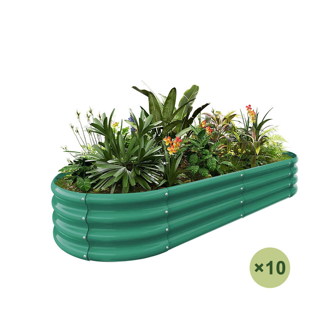 10-Pack Oval 6x3x1ft Galvanized Raised Garden Bed — view 3