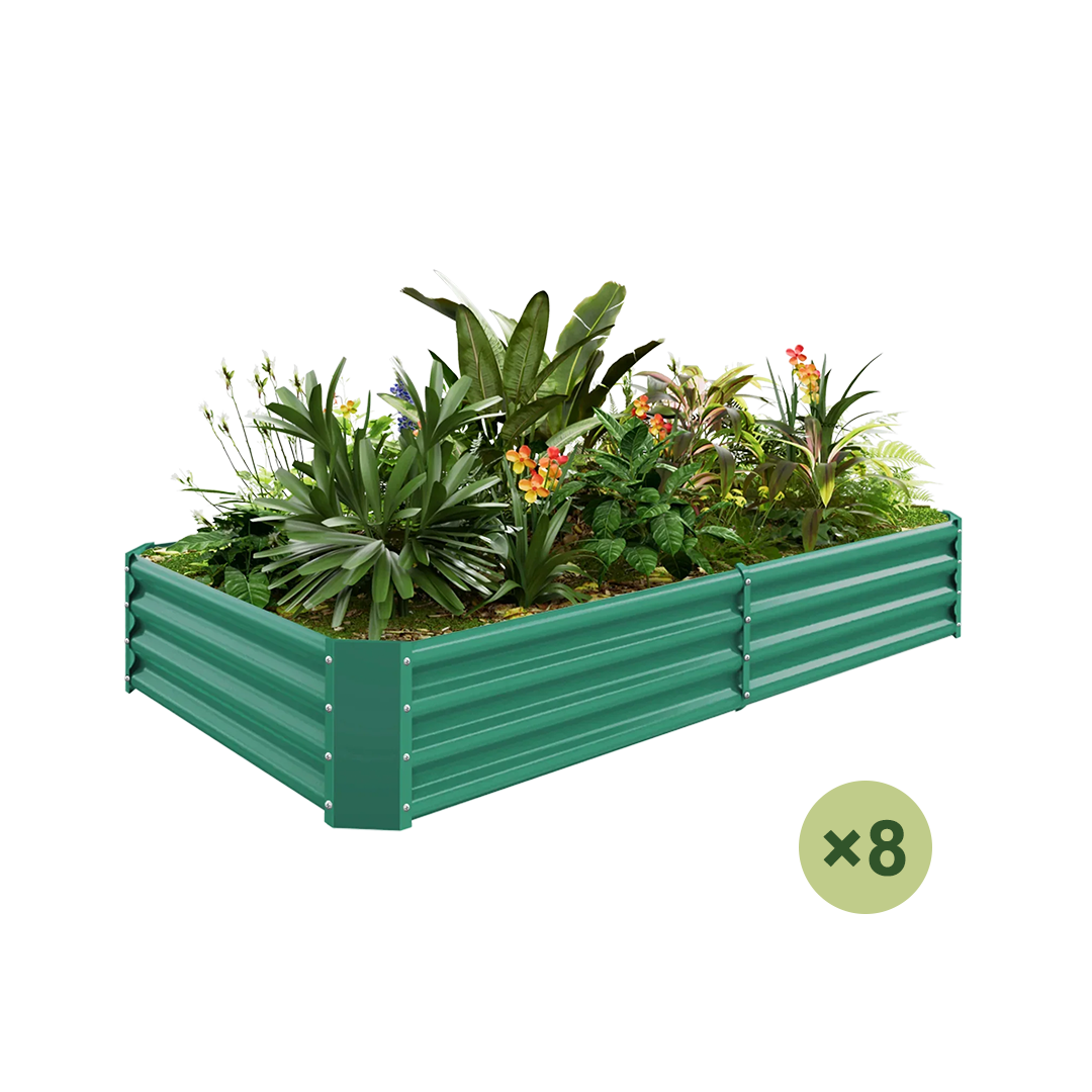 set of 8 — 12-inch tall rectangular galvanized metal raised garden bed, 6 by 3 feet — view 2
