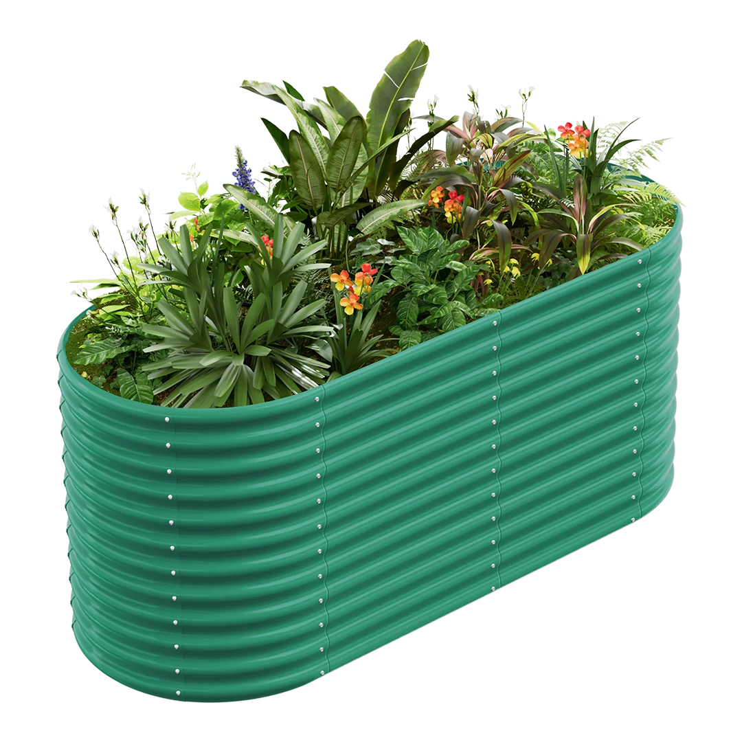 36-inch tall oval galvanized metal raised garden bed, 6 by 3 feet — view 2