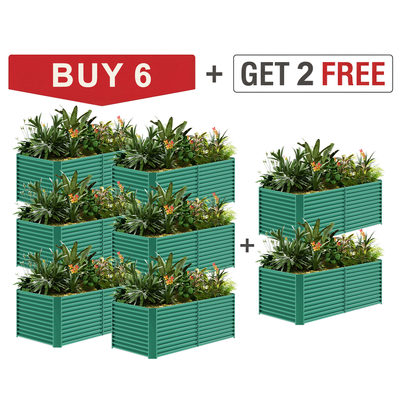 set of 8 — 36-inch tall rectangular galvanized metal raised garden bed, 8 by 4 feet — view 2