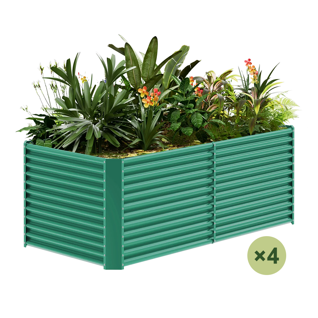 set of 4 — 36-inch tall rectangular galvanized metal raised garden bed, 8 by 4 feet — view 2
