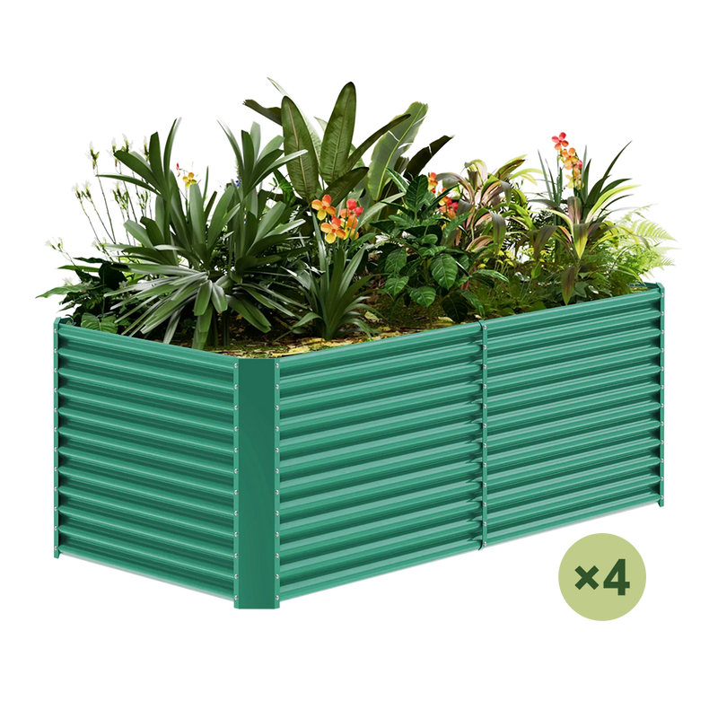 set of 4 — 36-inch tall rectangular galvanized metal raised garden bed, 8 by 4 feet — view 2