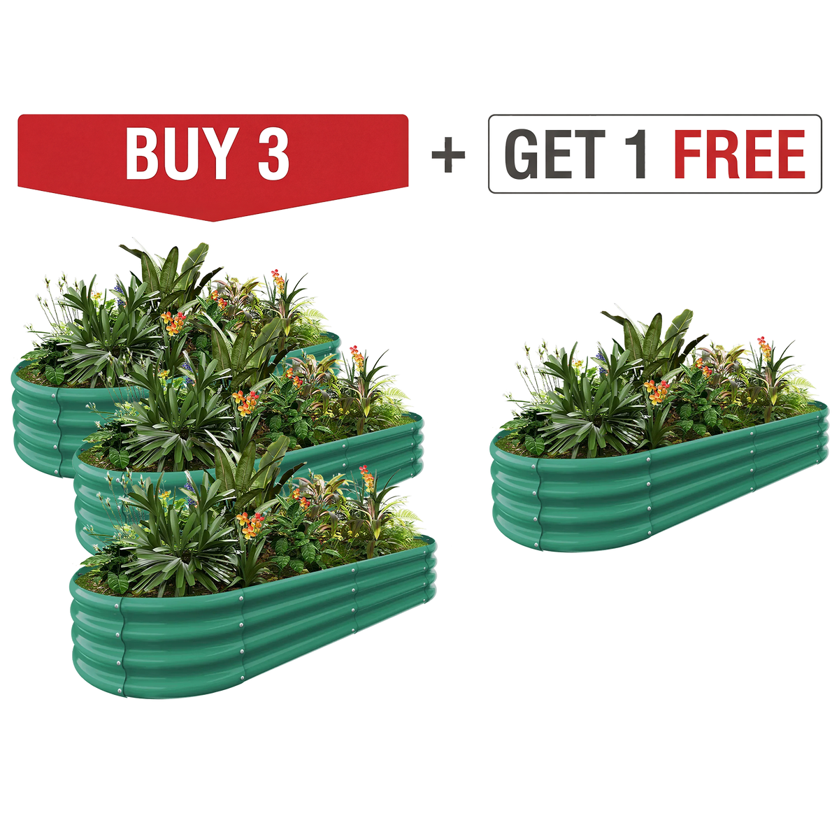 set of 4 — 12-inch tall oval galvanized metal raised garden bed, 6 by 3 feet — view 7