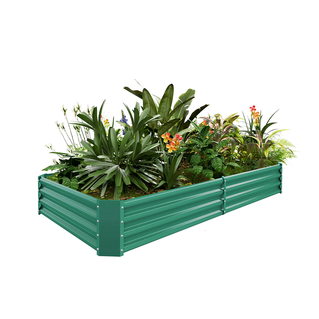 12-inch tall rectangular galvanized metal raised garden bed, 8 by 4 feet — view 2