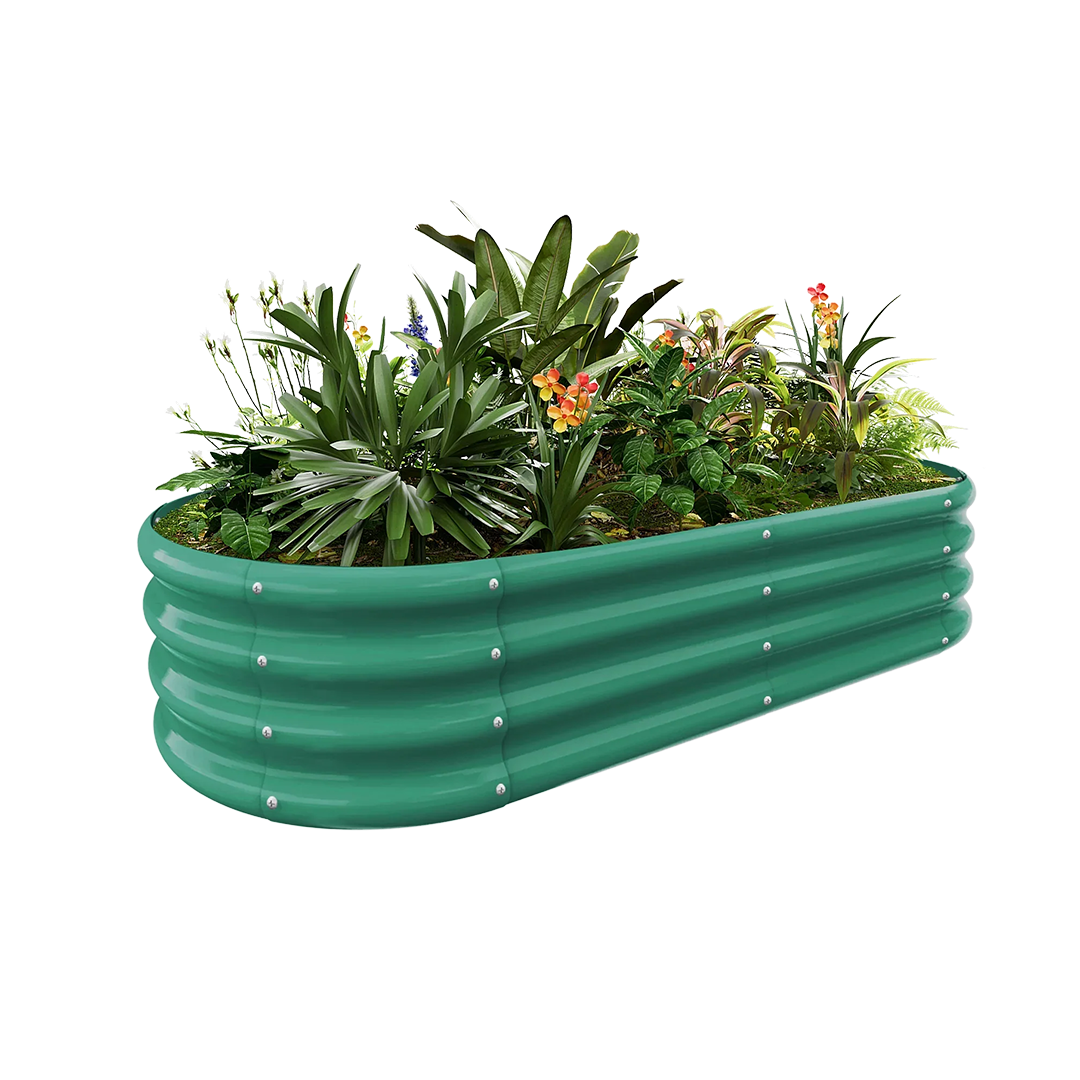 12" Tall Oval 4x2x1ft Galvanized Raised Garden Bed — view 2