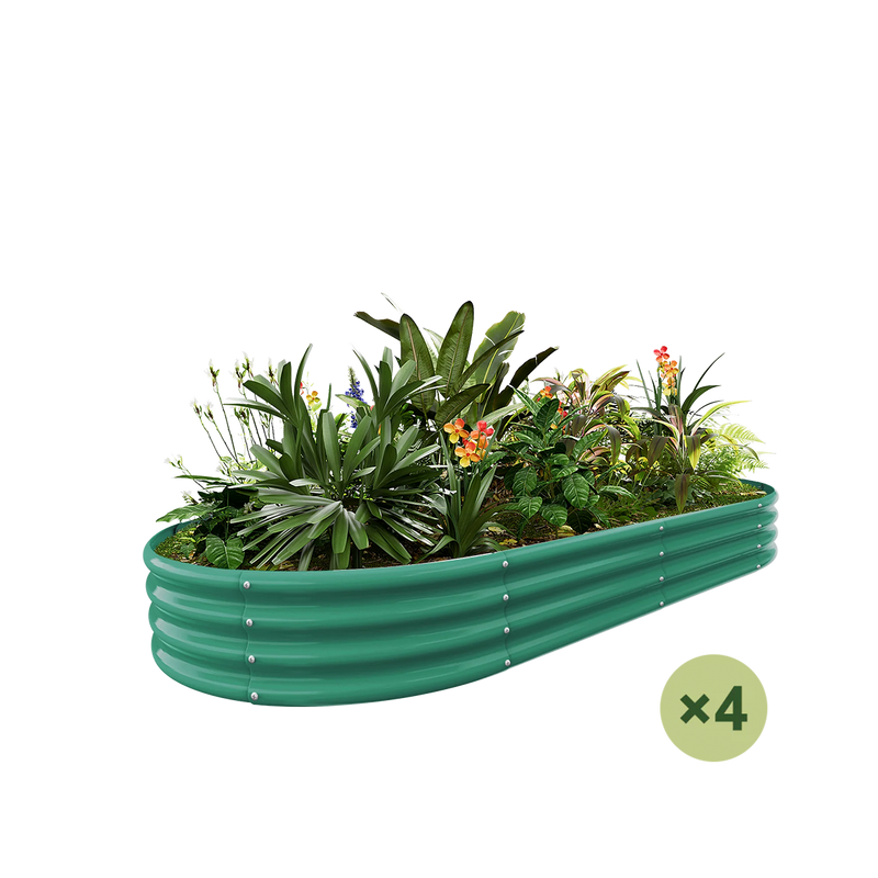 set of 4 — 12-inch tall oval galvanized metal raised garden bed, 8 by 4 feet — view 2