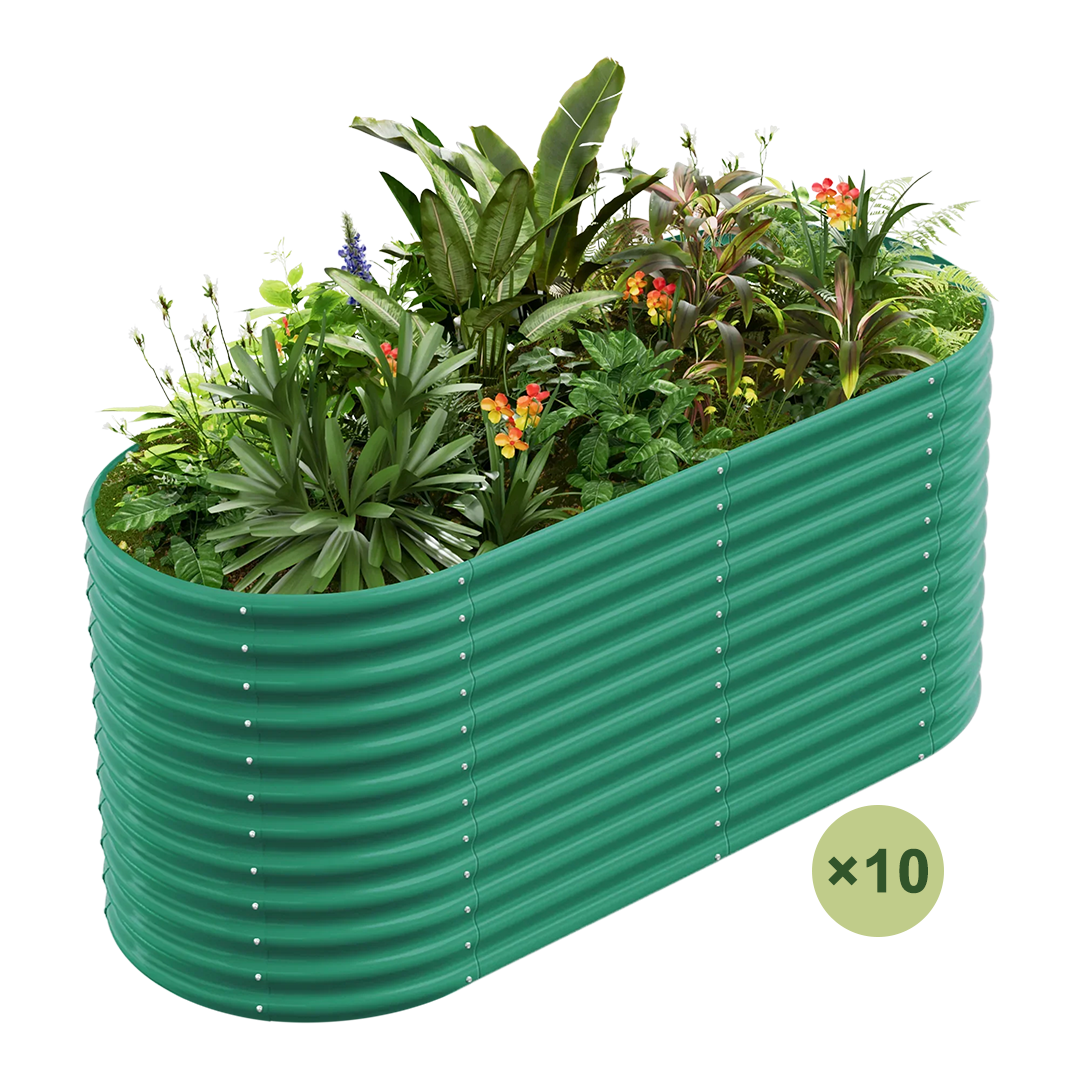 set of 10 — 36-inch tall oval galvanized metal raised garden bed, 6 by 3 feet — view 2