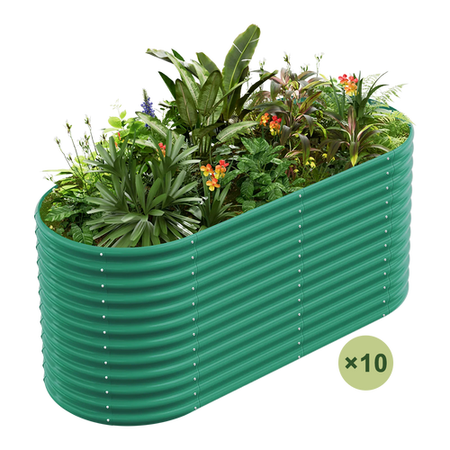 set of 10 — 36-inch tall oval galvanized metal raised garden bed, 6 by 3 feet — view 2